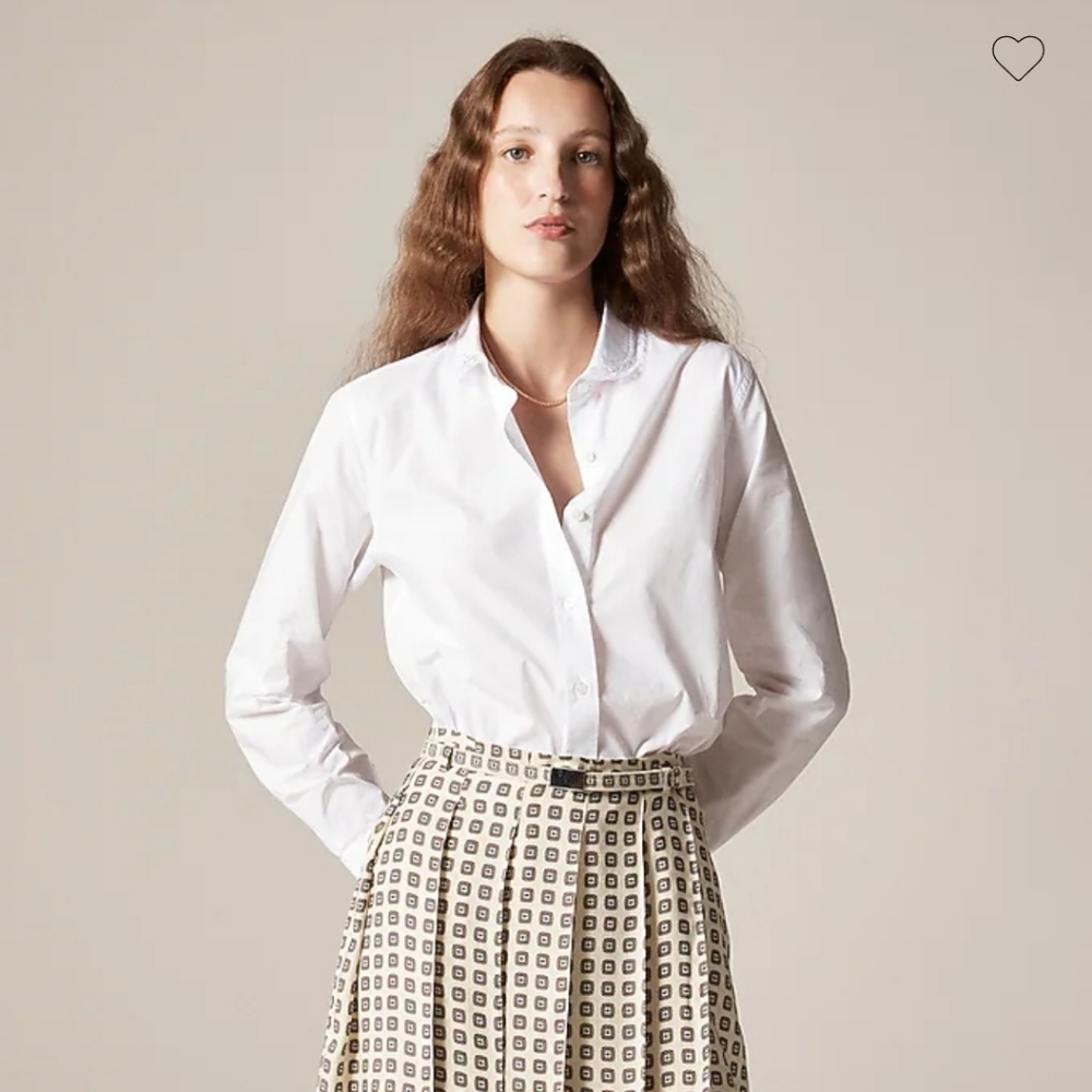 J.crew Sz 6 Jules White lace-collar shirt in cotton poplin Button Down